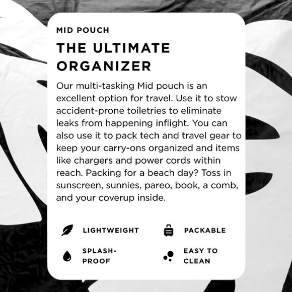 ALOHA Collection—Mid Pouch—Monstera Monochrome—Hawaii Beach & Travel Pouch *NWT* - Picture 7 of 8